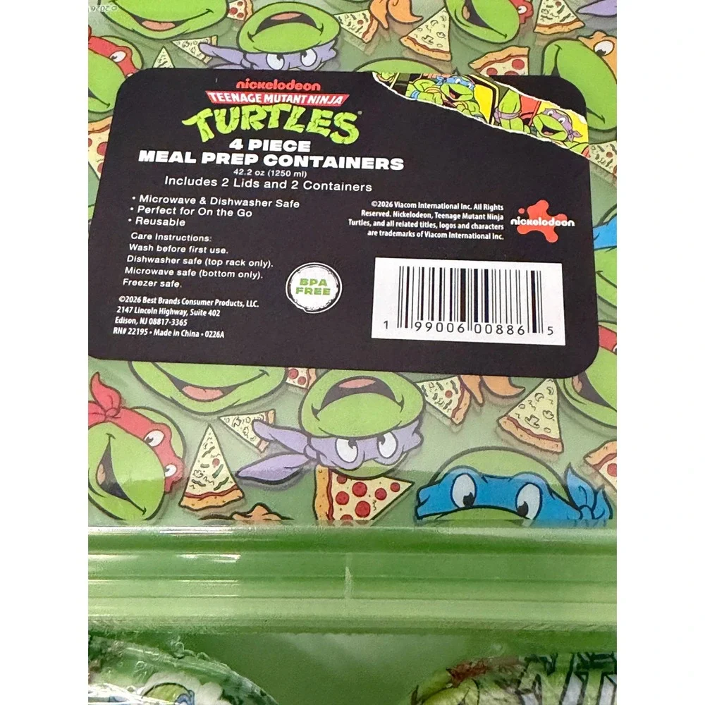 TMNT Teenage Mutant Ninja Turtles Meal Prep Containers 3 Sets 42.2oz Divided New
